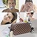 South sun Large Capacity Makeup Bags,Cosmetic Display Cases Waterproof Travel Cases Portable Makeup Bags Makeup Organizers for Women, Cosmetics, Make Up Tools, Toiletries (Leather Travel Makeup Bags)