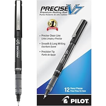 PILOT Precise V7 Stick Liquid Ink Rolling Ball Stick Pens, Fine Point, Black Ink, 12 Count (35346)