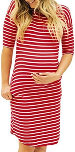 Women Casual Summer Short Sleeve Maternity Dress Pregnancy Bodycon T-Shirt Dress Knee Length