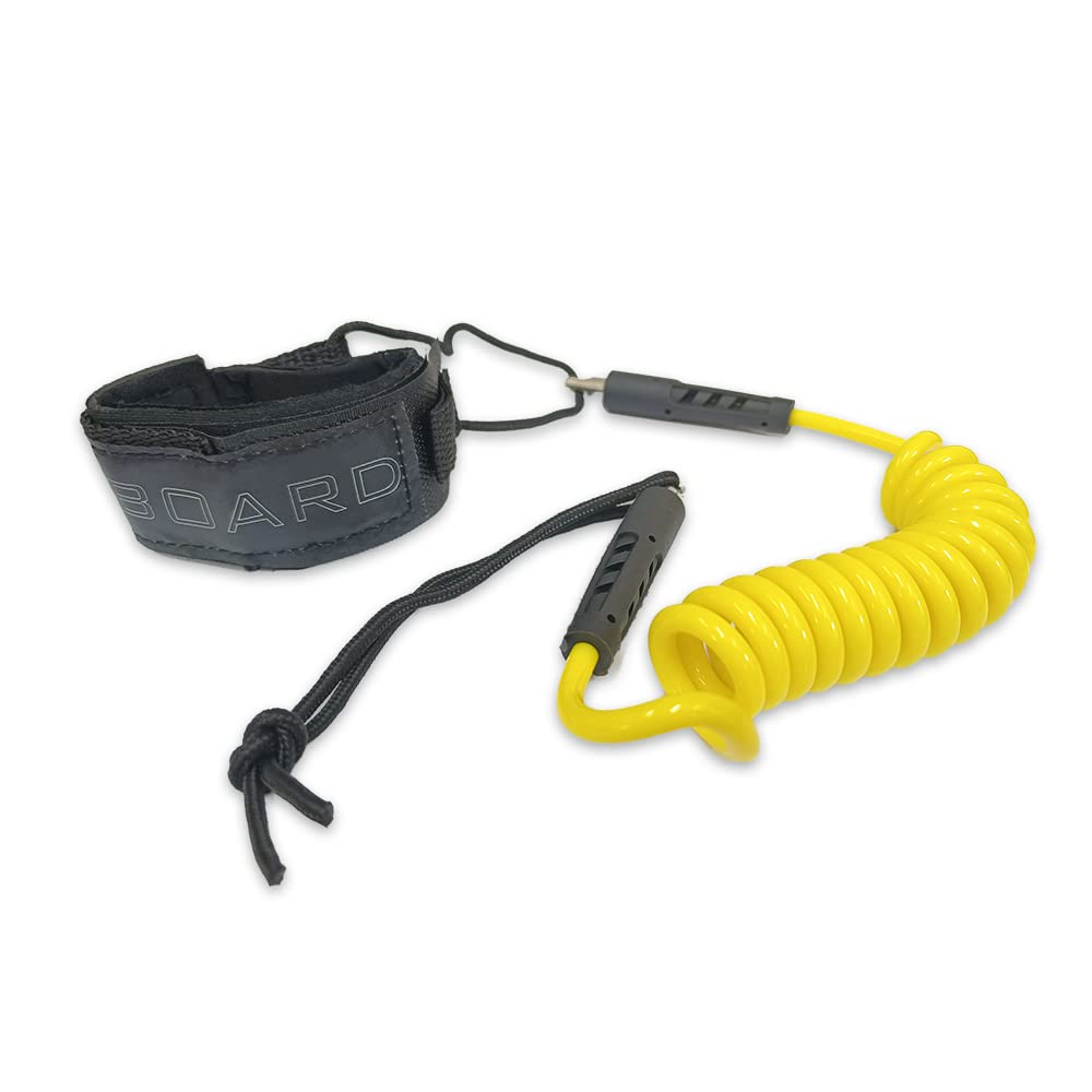 iBoard Bodyboard Leash Coiled Rope 4FT |Surf Accessories Replacement Surfboard Leash Red and yellow.