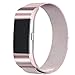 bayite Milanese Loop Bands Compatible Fitbit Charge 2, Stainless Steel Magnet Lock Metal, Rose Pink Large