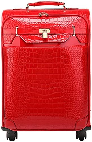 Femoooboro PU Leather Crocodile Universal Wheels Travel Suitcase-16/20''/24''