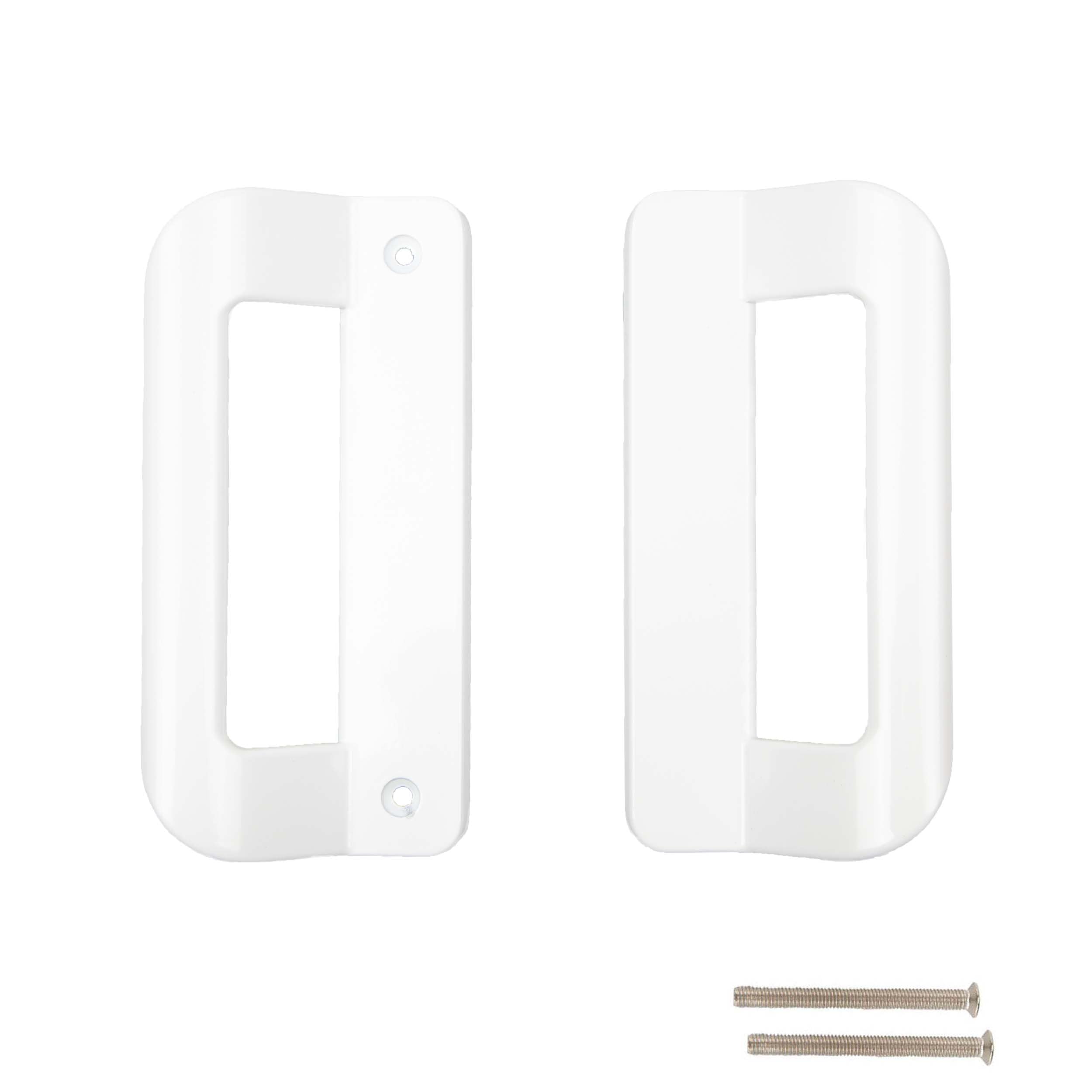 Photo 1 of KVTTOZA Sliding Door Handle Set (No Lock, Non-Keyed), Fits 5-5/8 Inch Screw Hole Spacing 2 Replacement White Diecast Sliding Patio Glass Door Handles Pulls