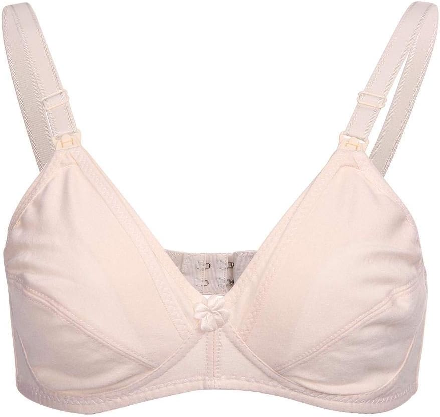 Cotton Front Open Nursing Bras Comfortable Seamless Maternity Breastfeeding Bra with Adjustable Shoulder Straps for Pregnant Women(Skin 40/90)