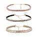CrazyPiercing Choker Necklaces, Adjustable Collar Necklaces, Beaded Collar Necklace, Sequins Leather Velvet Chain Choker Necklace for Women Set of 3