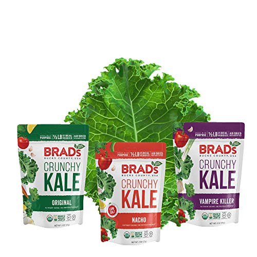 Brad's Plant Based Organic Crunchy Kale Variety Pack (Original with Probiotics, Vampire Killer
