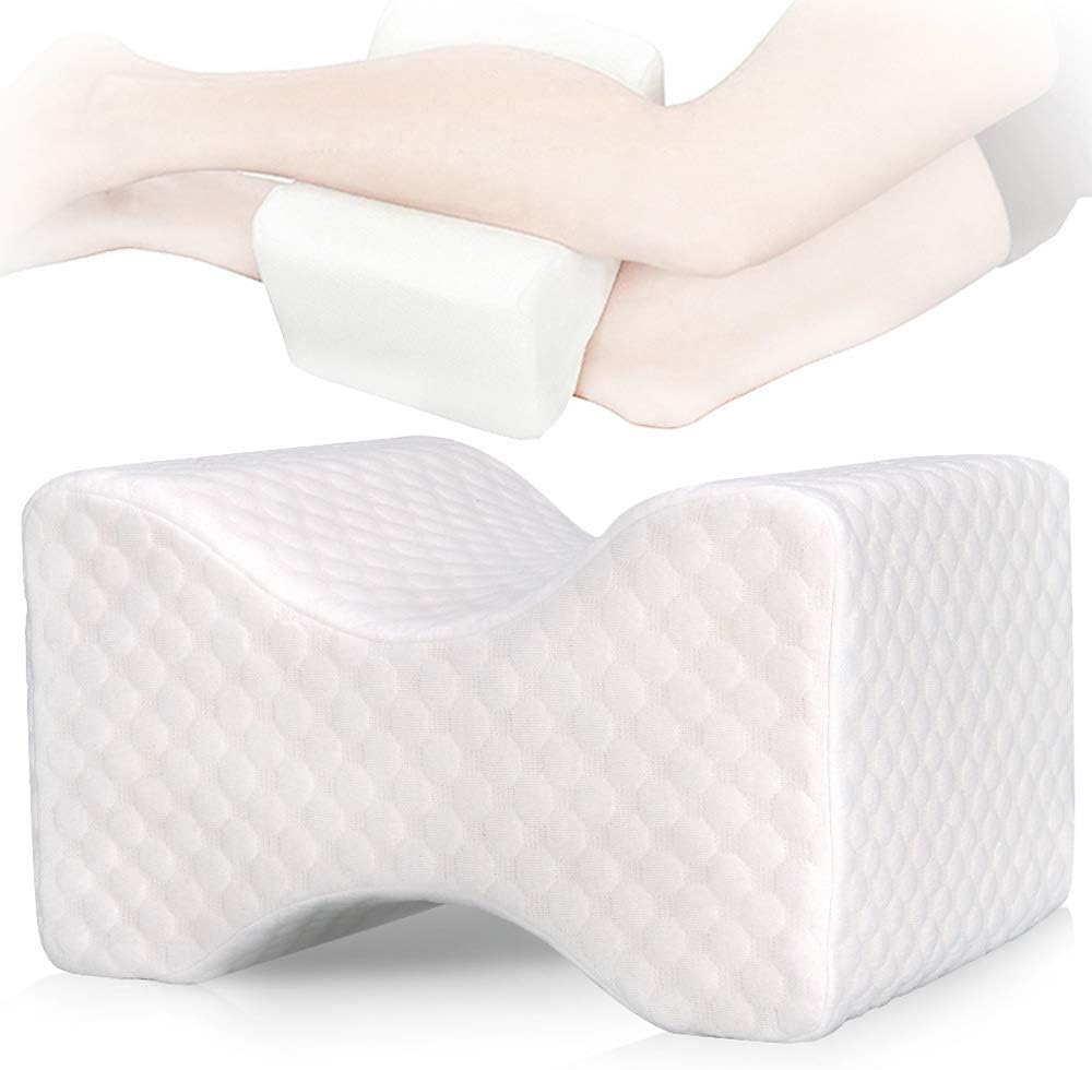 Premium Orthopedic Knee Pillow Pain Relief Leg Pillow for Sciatica, Back Pain, Leg Pain, Pregnancy, Hip and Joint Pain - Memory Foam Wedge Contour