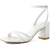 Shoe'N Tale Strappy Heels for Women Square Toe Chunky Block Heels Ankle Buckle Heeled Sandals