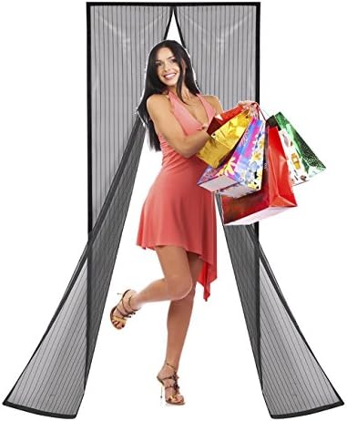 Magnetic Screen Door Heavy Duty Mesh Curtain Screen and Full Frame Velcro, Top-to-Bottom Seal NO MOSQUITO - Fits Door Up To 36" x 83" MAX (36"x83", Black)