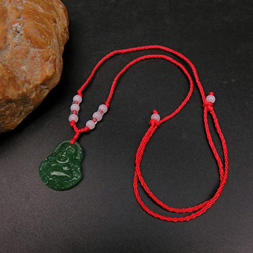 Red String Buddha Jade Chain Green Jade Buddha On Red Chinese