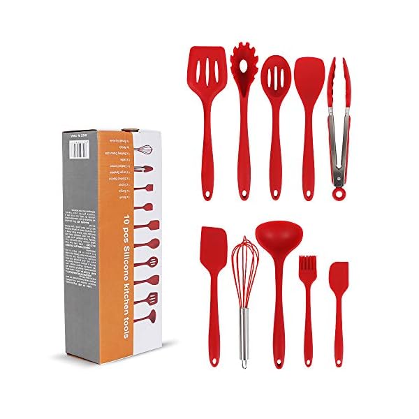 Newox-Silicone-Utensil-Set-10-Piece-Kitchen-Gadgets-Cooking-Cookware-BBQ-Tools-Red Newox Silicone Utensil Set 10 Piece Kitchen Gadgets Cooking Cookware BBQ Tools (Red)