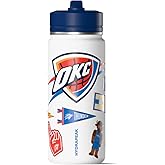 Hydrapeak x NBA Officially Licensed Oklahoma City Thunder 20 oz Active Water Bottle with Chug Lid and Handle Reusable Stainless Steel Double Wall Insulated Sports Gift for Kids/Adults