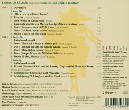 Various Artists Kalman Emmerich 18 1953 Die Grafin Mariza Operetta Izabela Labuda Martina Dorak Rys Amazon Com Music
