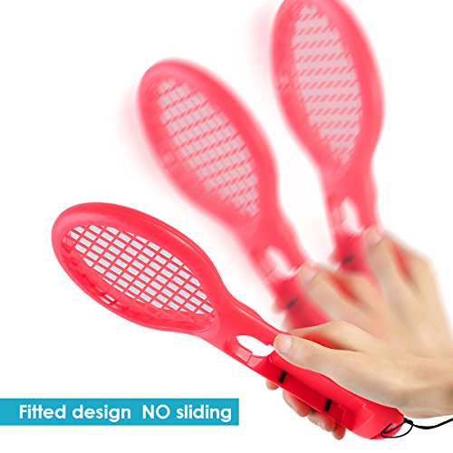 oenbopo Tennis Racket for Nintendo Switch Joy-Con Controller, Accessories for N-Switch Joy-Con Game Mario Tennis ACES - Black and Red - Thumbnail 2