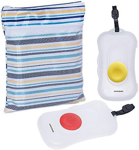Linda Diary 2pc Pack On The Go Baby Wipe Case Wet Wipe Dispenser With Extra Waterproof Diaper Cloth Daycare Organizer Bag
