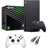 X-Box Series X Gaming Console Bundle - 1TB SSD Black X-Box Console with Two Wireless Controllers -Black and White -and ahaghug Authorized HDMI Cable