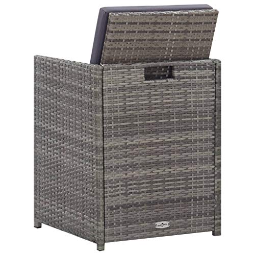 vidaXL Akazienholz Massiv Gartenmöbel 5-TLG. Sitzgruppe Gartengarnitur Gartenset Sitzgarnitur Tisch Stühle Hocker Poly Rattan Anthrazit – Bild 5