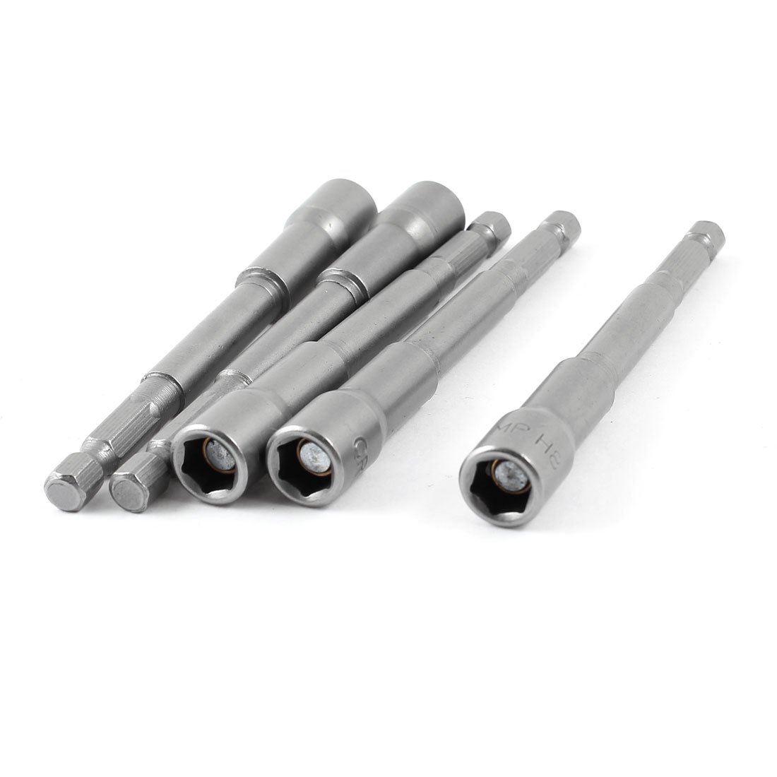 Sourcingmap 100mm Long 8mm Inner Dia Metal Magnetic Socket Hex Nut Driver Adapter Bits 5pcs