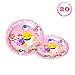 Baby Cute Shark Plates, 20pcs 7 Inch Cake Paper Dessert Set, Sharks Doo Doo Pink Decorations,Kids Birthday Party Supplies