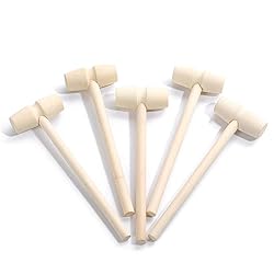 10 Pcs Wooden Mini Hammers Multi-Purpose Natural