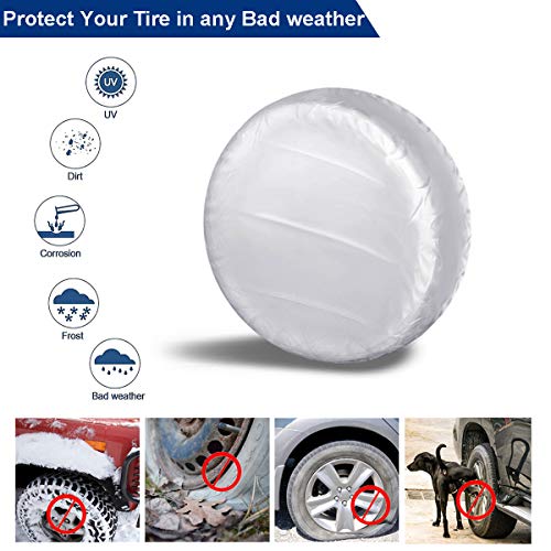 Aebitsry Tire Covers for RV Wheel Set of 4 Motorhome Wheel Covers Waterproof Oxford Sun UV Tires Protector for Trailer, Camper, Van, SUV, Auto, Universal Fits 24" to 32" Car Tire Diameter (30" - 32") - Thumbnail 4