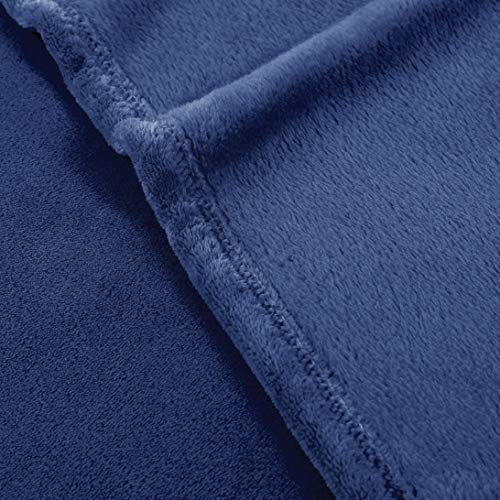 image for Love's cabin Flannel Fleece Blanket Twin Size Navy Blue Throw blanket 