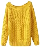 SKCUTE Cable-Knit Sweaters Knitted Pullovers Yellow