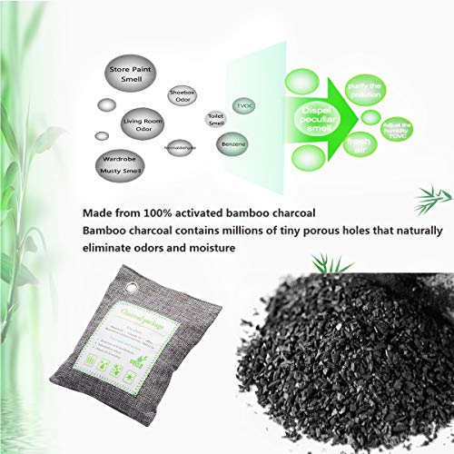 Comfy mee Activated Bamboo Charcoal Deodorizer Bags, Oder Absorber Eliminator, Natural Air Purifying Fresheners,Moisture Remove for Home, Car, Closet, Bathroom (8 Pack, 200g Each)