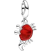 ZURWTCH Red Glass Crab Dangle Charm Fit Women Bracelet Necklaces Fashion Gifts 925 Sterling Silver DIY Jewelry