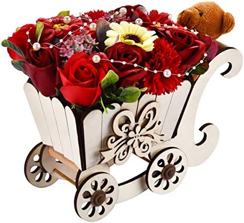 手押し フラワーカート クマ ギフト バラ ソープフラワー 枯れない花 誕生日 敬老の日結婚祝い 結婚記念日 バレンタインデー 入学 卒業 昇進 転居 新築お祝い 還暦 母の日 父の日 プレゼント バレンタイン 部屋飾り メッセージカード ギフトボックス付き Ergolineindia In