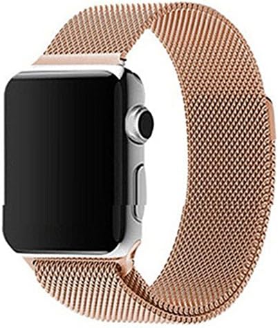 MotionX Replacement Milanese Magnetic Loop Stainless Steel Watch Band Strap For Apple Watch 42mm (Rose gold)