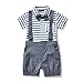 FERENYI Baby Boy's Bowtie Gentleman Romper Jumpsuit Overalls Stripe Rompers Sets