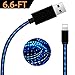 USB Phone Charger Cord Cable, Oliomp Blue 6.6 FT LED Light Up Fast Charging Cords Sync Data Cord Compatible with Phone 8/XS/XR/XS MAX/7/7 Plus/6/6S Plus/5S/5,Pad/Pod