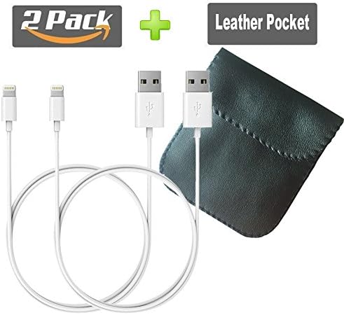 IPhone Charger，iPhone Cable 2-Pack 3.3FT With leather Leather Pocket for iPhone X / 8 / 8 Plus / 7 / 7 Plus / 6 / 6 Plus / 5S