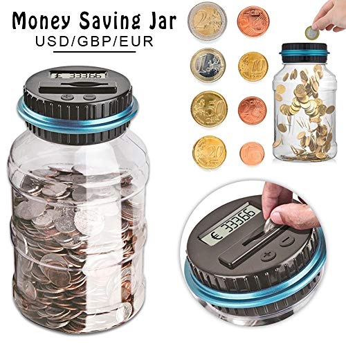 Calmson Piggy Bank Digital Counting Coin Bank Creative Large Money Saving Box Jar Bank LCD Display Coins Saving Gift