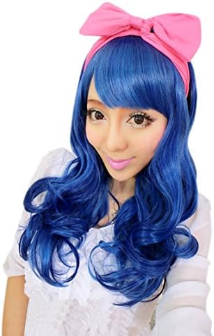 Nuoqi Harajuku Synthetic Curly Wavy Hairs Peacockblue Fashion Wigs