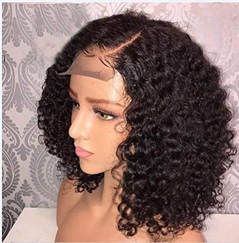 LEOMI Hair Brazilian Virgin Human Hair Lace Front Wigs Sweet Curly Remy Human Hair Lace Wigs with Baby Hair for African Americans Natural Color 130% Density (12 inches, Lace Front Wig)