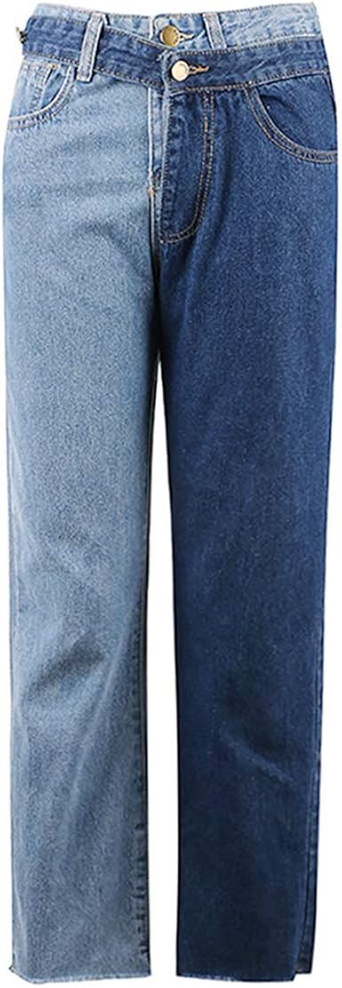 patchwork detachable high waist jeans