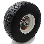 TruePower 15X6.50-6" PU Flat Free Tire on Wheel, 3" Centered Hub, Both 5/8" & 3/4" Bearings and Spacers