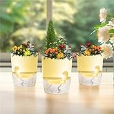 Eurysman 3 Pack - 5.5 Inch Self Watering Planter Pots for Indoor Plants - African Violet Pots with Wick Rope - Yellow