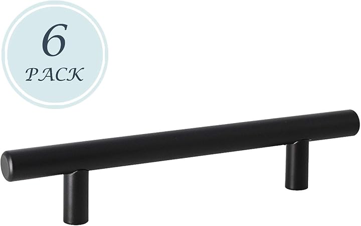 6 Pack Door Handle Sets Funiture Hardware Black Stainless Steel