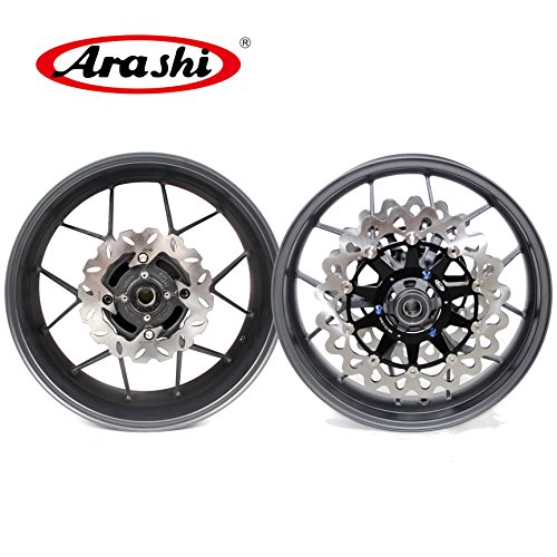 Arashi Front Rear Wheel Rims and Brake Disc Rotors for HONDA CBR1000RR 2006-2016 Motorcycle Accessories CBR 1000 RR CBR1000 1000RR Matte Black 1 Set 2007 2008 2009 2010 2011 2012 2013 2014 2015