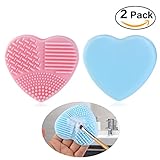 PIXNOR Makeup Brush Cleaner Finger Glove Silicone Cosmetic Clean Tools Pack of 2, Pink Blue