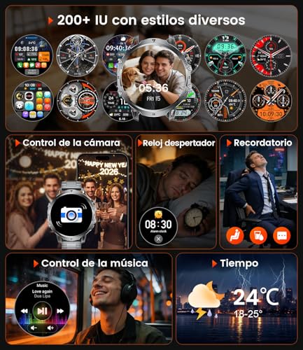 2026 Men's Military Smart Watch-1000 mAh/1.85'' HD Screen,IP68 Waterproof Smartwatch with LED Lamp,130+ Sports Modes,Fitness Watch with Heart Rate/Sleep Monitor,iOS Android