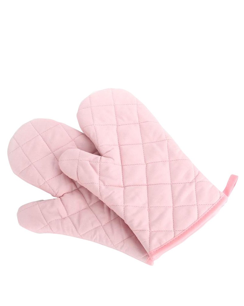 Oven Baking Gloves Thick Heat Resistant Insulation Heat Proof Cotton Oven Glove Pot Holder Cooking Mitts Kitchen Essential 1 Pair Pink