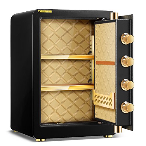 Ainfox Electronic Digital Security Safe Box, 2 Cubic Feet Cabinets Wall Safe Lock Box Cash Strongbox with Number Keys Emergency Lock (no Fingerprint-EW) - Thumbnail 2