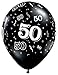 Qualatex 50-A-Round Biodegradable Latex Balloons, Onyx Black with White Prints All-Around, 11-Inch (10-Units)