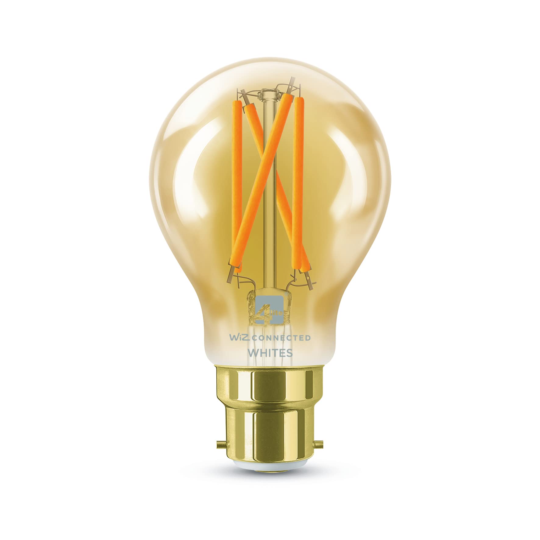 4lite Smart A60 B22 Amber Filament LED Bulb (7W) Dimmable 640Lm 2000-5000K Tuneable White, Wi-Fi/Bluetooth Controlled with Bayonet Fitting - 4l1/8045 — image 1