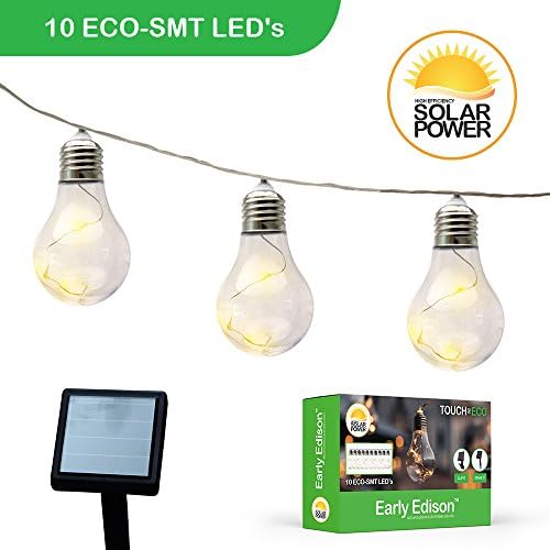 Early Edison - 10 Solar LED Victorian Edison Bulb String Lights