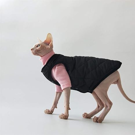 Nelit Sphynx Chat Vetements Col Roule Chaud A Capuche Gilet Rose Noir Xxl Amazon Fr Animalerie